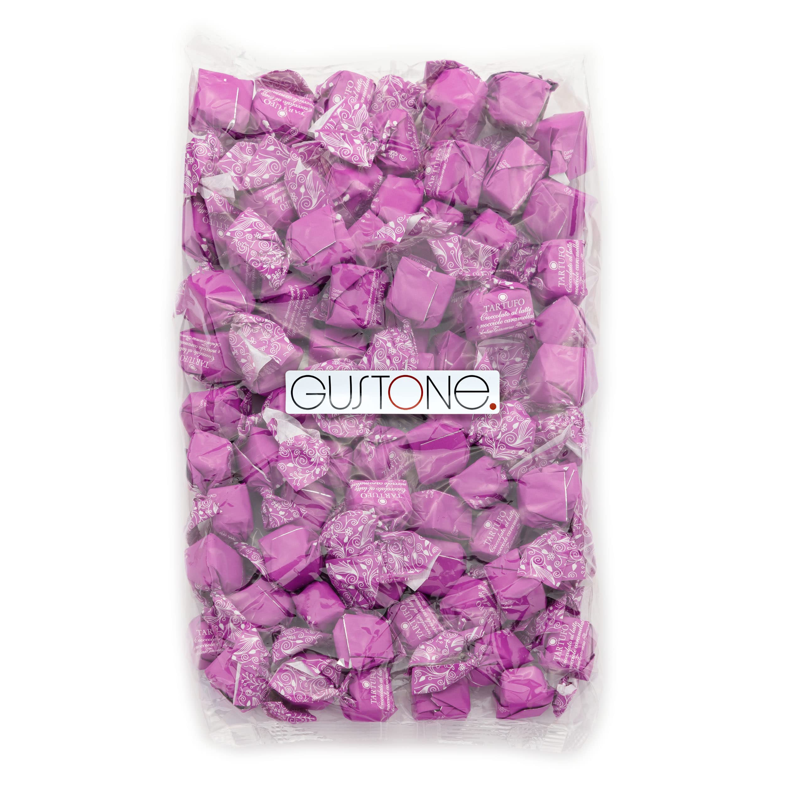 GUSTONE. Tartufi dolci al cioccolato al latte e nocciole caramellate | Antica Torroneria Piemontese | Edle Trüffel Praline aus Italien | Schokoladen Trüffel mit Vollmilch Schokolade | 1 kg Großpackung