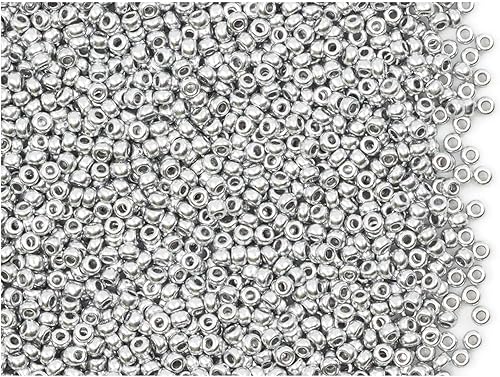 0.70oz (20 gramos) 11/0 Preciosa - Cuentas de semillas de vidrio checo 11/0, aluminio plateado