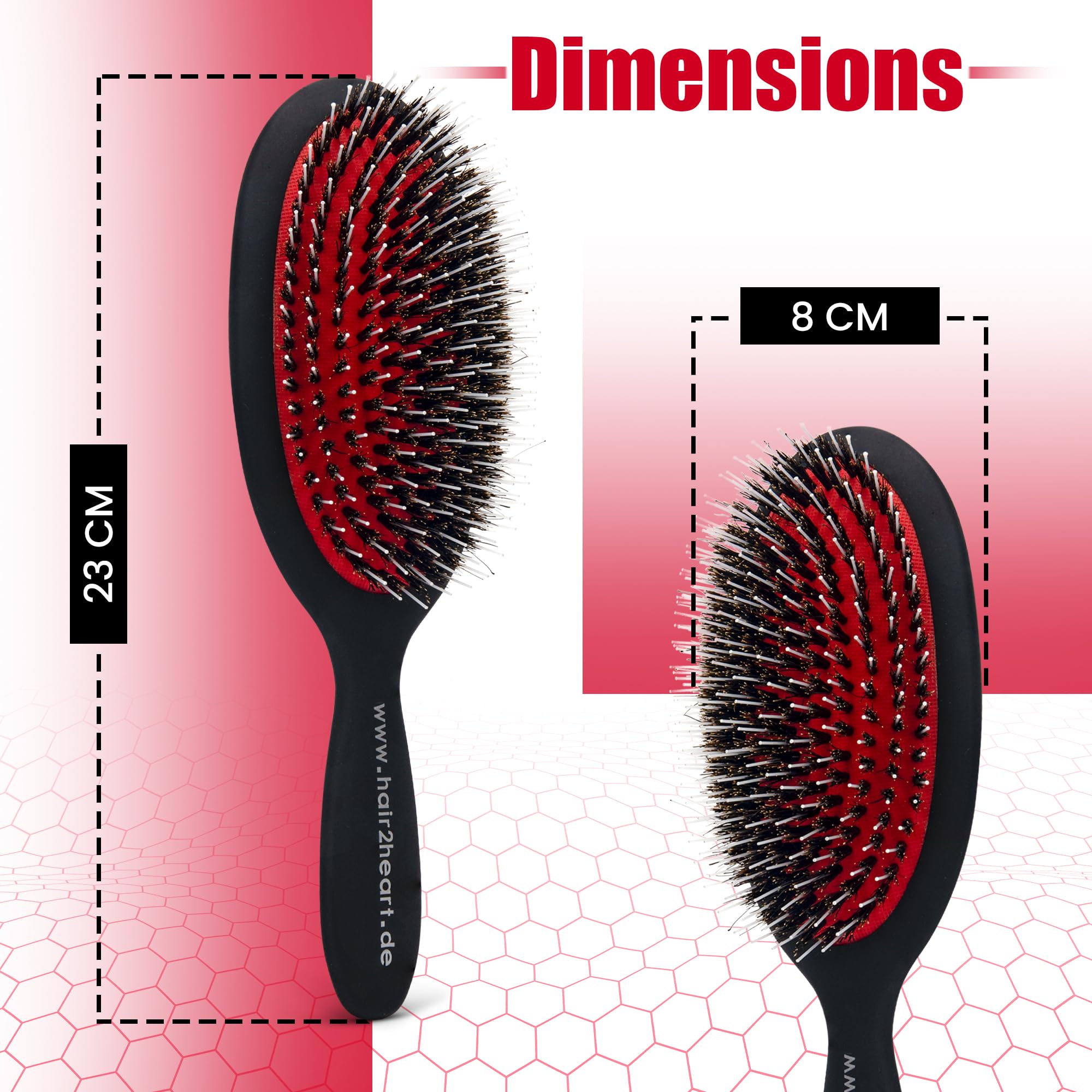 hair2heart Hairbrush for Extensions Pneumatic Brush for Hair Extensions, Natural bristles untangle tangled hair - Image 2