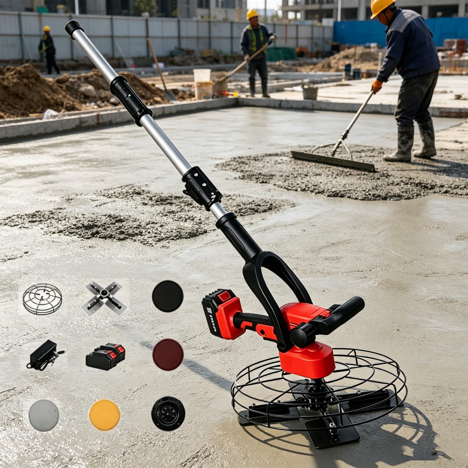 Pvxa Electric Walk Behind Trowel, Wall Smoothing Polisher 280-2800 RPM, Dual Power Supply, for Plaster Mortar Cement Finishing Professional Power Screed 20000mAh