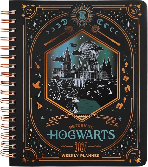 ConQuest Harry Potter Return to Hogwarts 2027 Dated Weekly Monthly Planner | Hardcover, Habit Trackers, Weekly/Monthly, Tabbed Dividers, Pocket, Ruler Bookmark, Stickers, Officially Licensed, 9" x 7"
