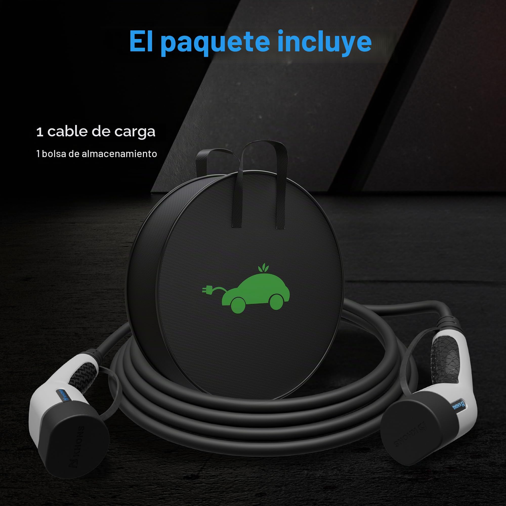 EV Cable de Carga Tipo 2-32A /7,4kW/Monofásico Cable Carga Coche Electrico para EV/PHEV Cable Tipo 2 Cargador Coche Electrico Compatible con Todos los Modelos Tipo 2/CCS2(Blanco)