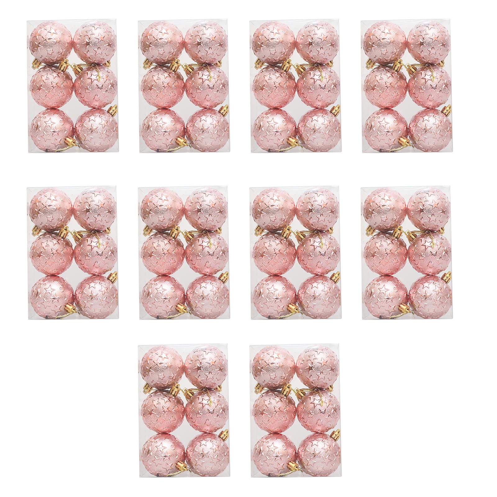 Pangboer Rose Gold 10 Boxes Shimmering Christmas Tree Baubles Plastics Electroplated Ornaments For Festives Stylish Holidays Decorations Festives Hanging Charm