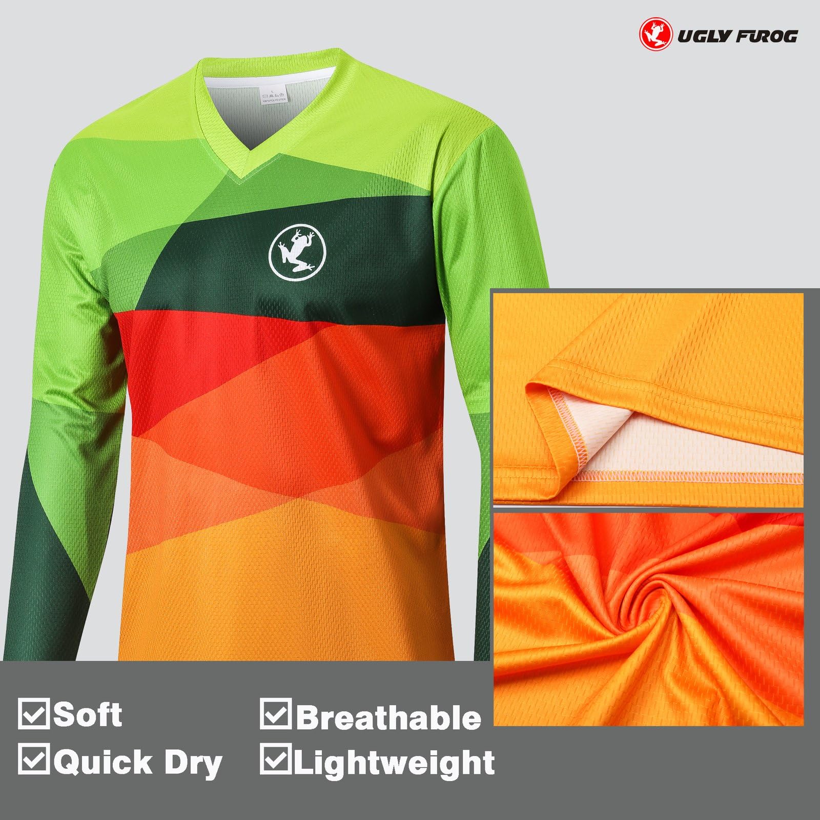 UGLY FROG Downhill Trikot Langarm MTB Trikot Herren Racewear FR Jersey Fahrrad Sport Enduro Leichtgewicht Atmungsaktives SJFX10