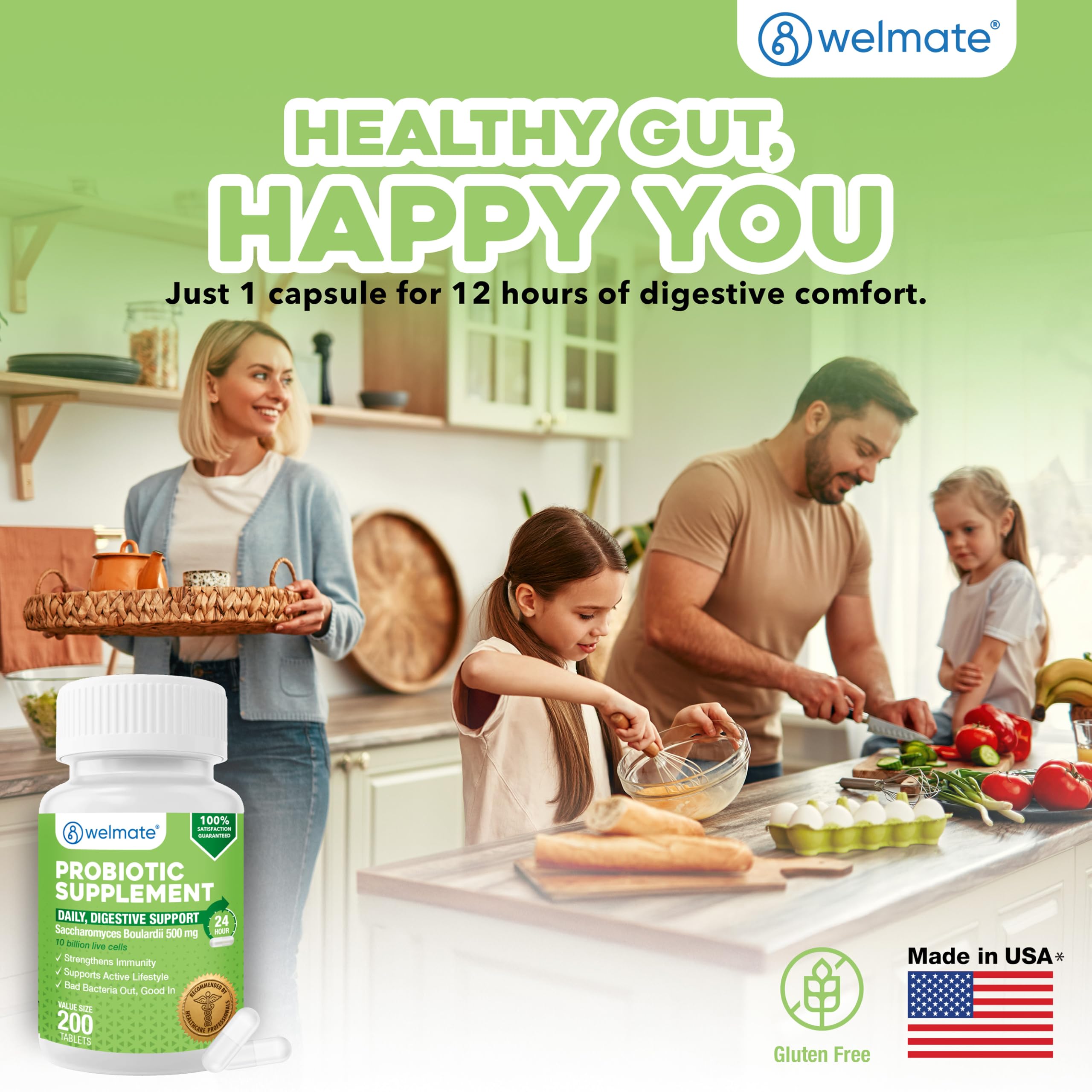 WELMATE Saccharomyces Boulardii Probiotics for Gut Health, 200 Capsules — Amazon image 4