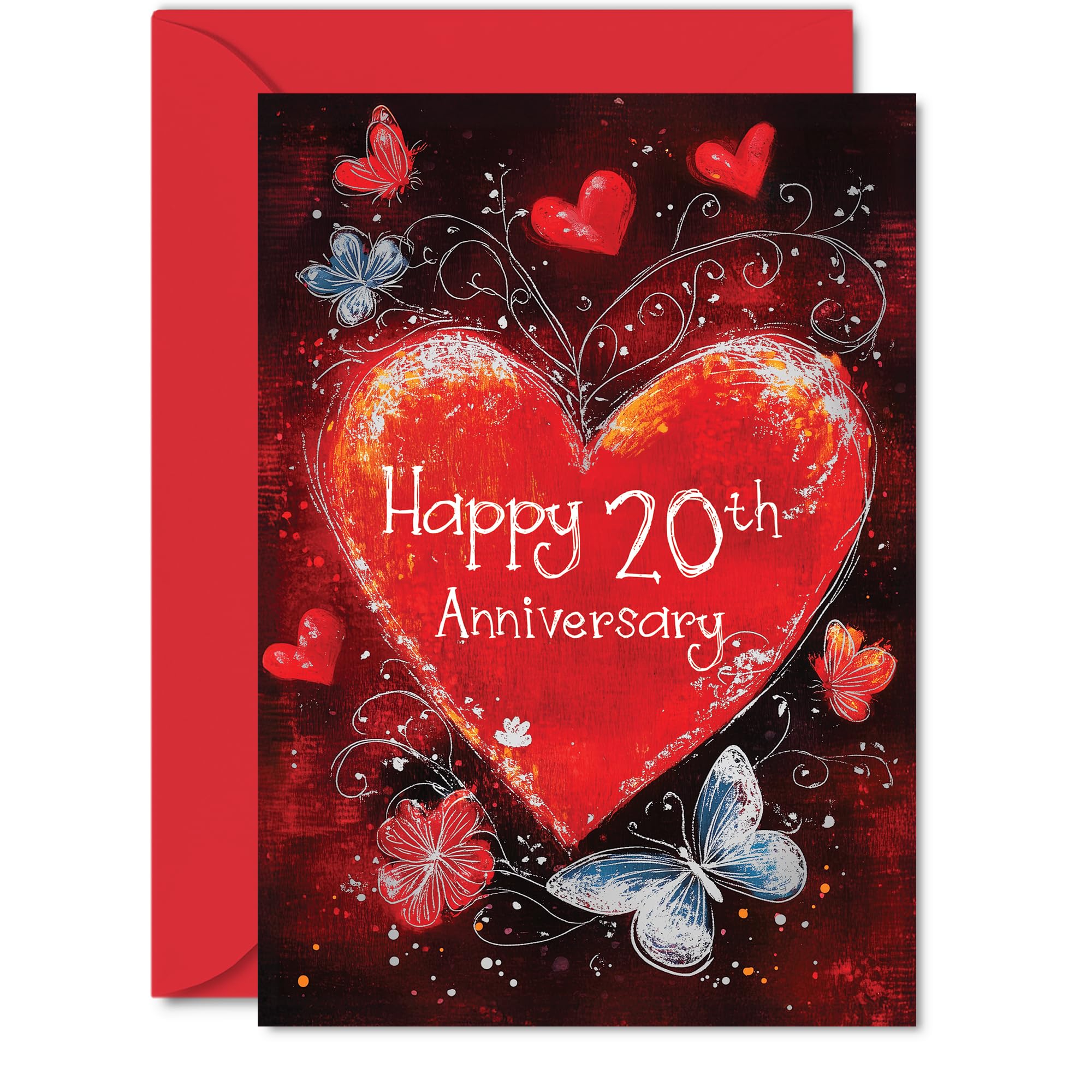 Beautiful Silver 20th Anniversary Cards for Women and Men, Love Heart