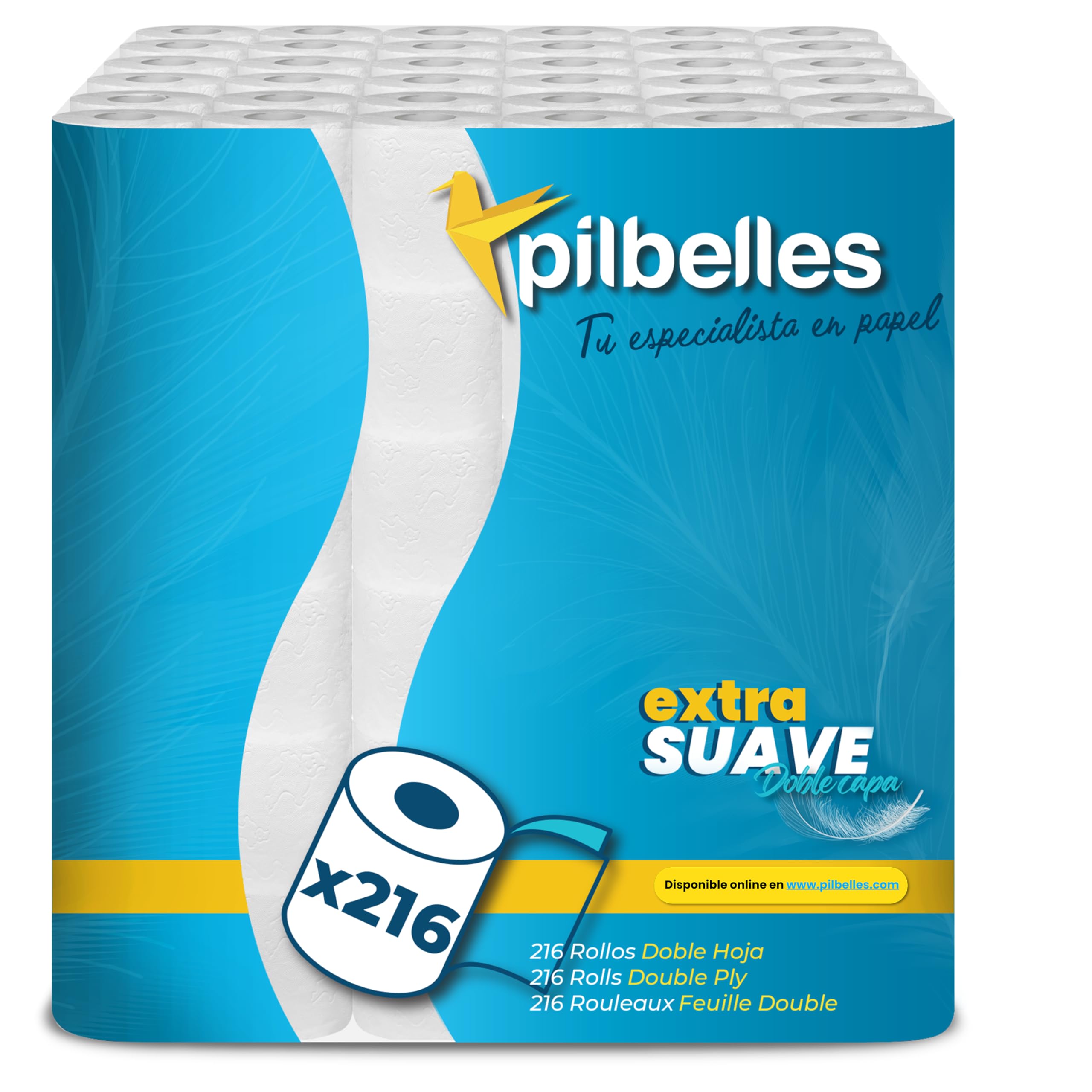 Papel Higiénico Extra Suave, 216 Rollos, 2 Capas | Más de 160 Hojas por Rollo, Sin Perfumes, 100% Celulosa Certificado Ecolabel