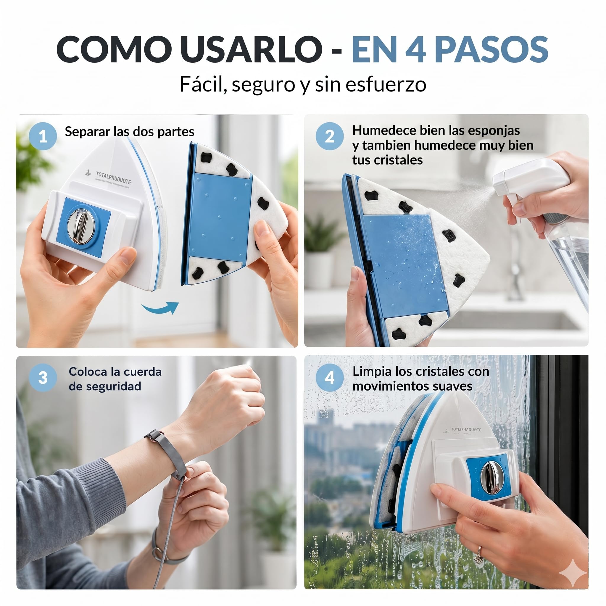 Limpia Cristales magnetico de 3 a 30mm, Limpia Ventanas climalit, limpiacristales Ajustable con iman, Pack de limpiaventanas + bayeta de Microfibra, para Uso Profesional y Personal.
