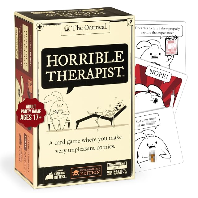 Horrible Therapist Extra Horrible Edition by Exploding Kittens - A Card Game for 3-8 Players Ages 17 -