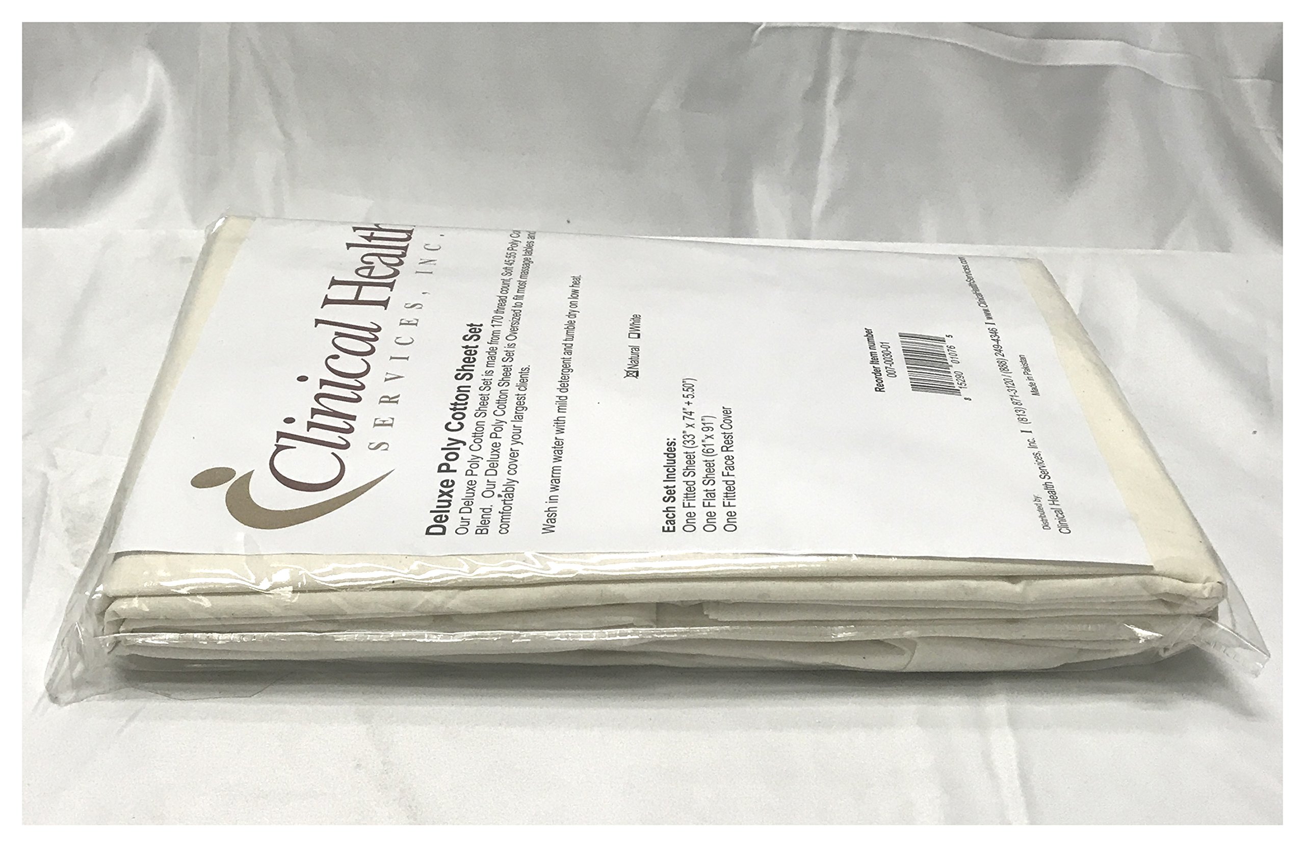 Natural : Deluxe Poly Cotton Massage 3 Piece Sheet Set-(Color=Natural)