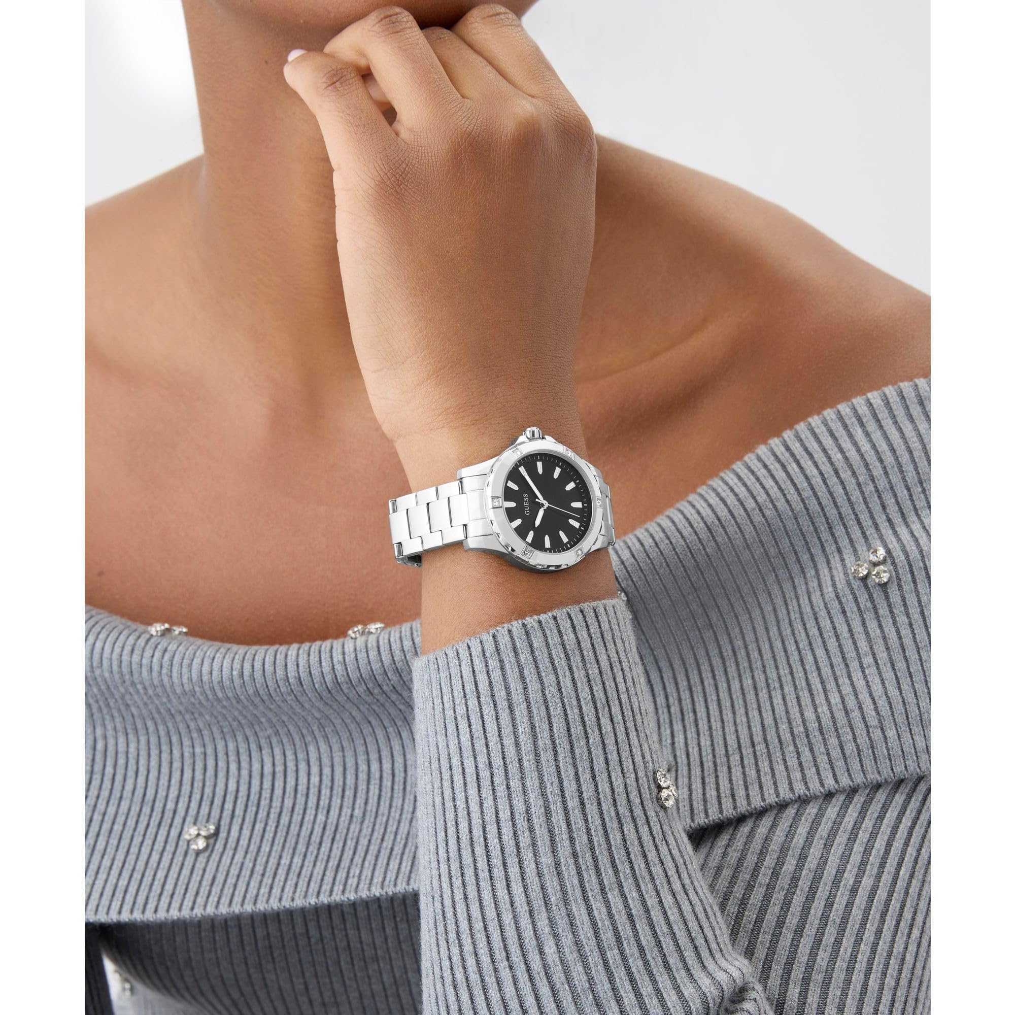 Guess GW0948L1 Mist - Reloj de Pulsera para Mujer (35 mm, Correa de Acero Inoxidable y 3 Bares), Color Plateado