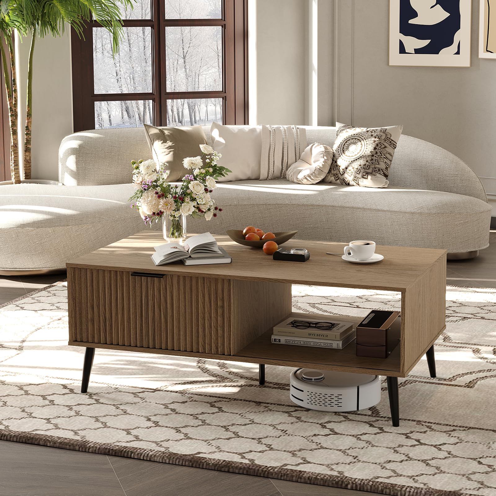 Amazon.com: 41.34''D Coffee Table, 2-Tiers Farmhouse Coffee Tables