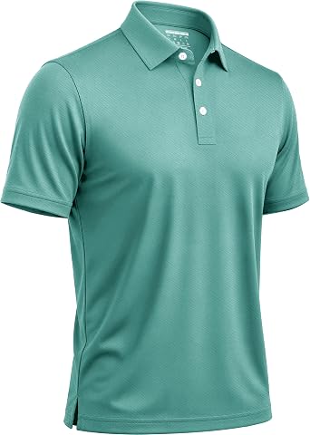 Boladeci Golf Polos for Men, Quick Dry Polo Shirts for Men Short Sleeve, Lightweight Collared Shirt, Teal