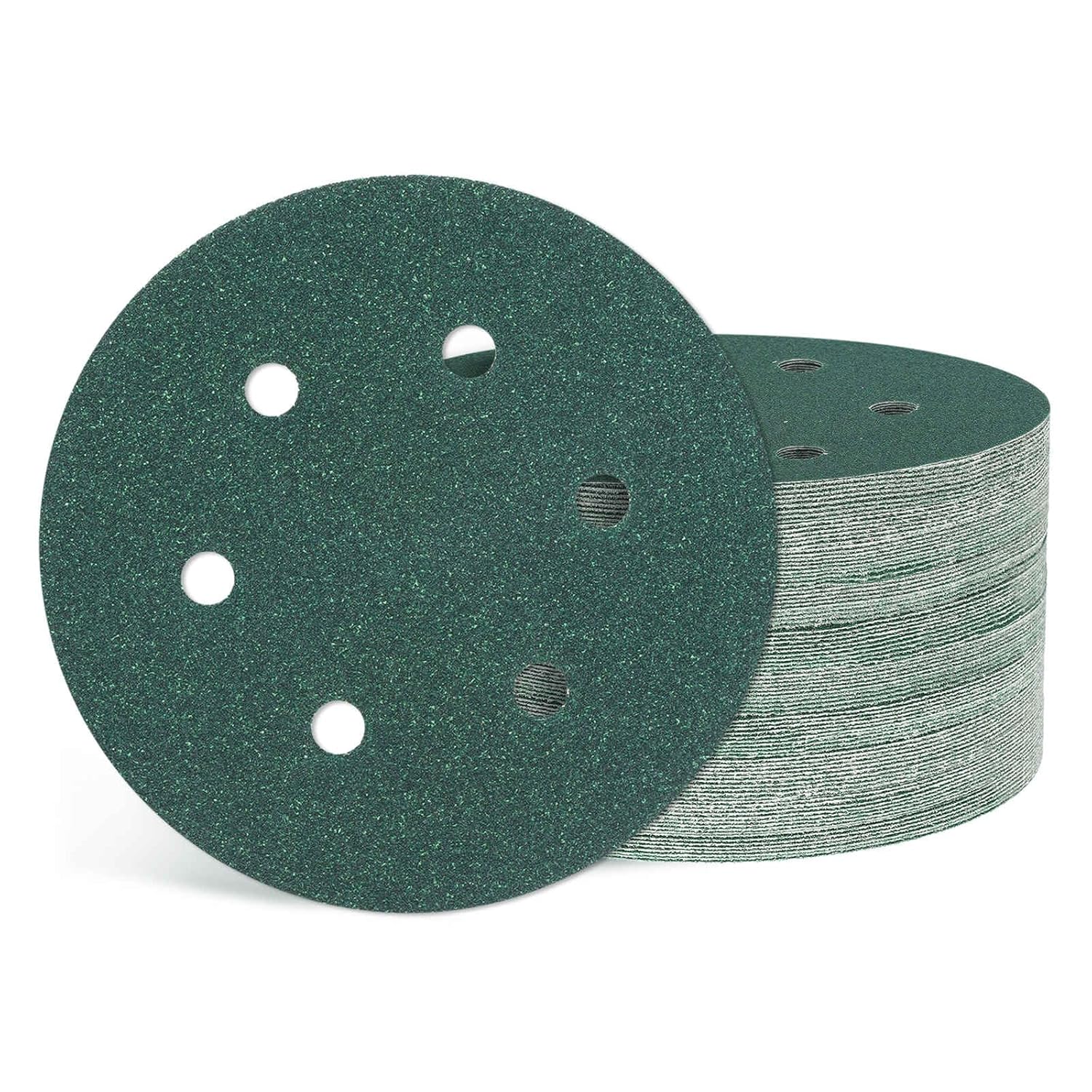 50 Pcs Sanding Disc 6 Inch 80 Grit 6 Hole Hook and Loop Orbital Sandpapers Suitable for Metal Wood Furniture DIY Grinding and Polishing, Green