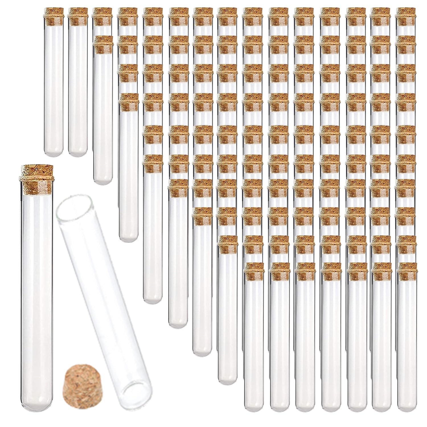 Thyle 100 PCS 45ml Glass Test Tubes with Cork 25x140mm Clear Stoppers