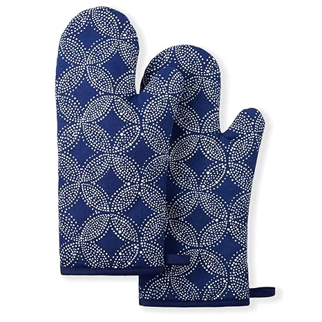 Town & Country Tommy Bahama Island Tile Oven Mitt Set, Navy