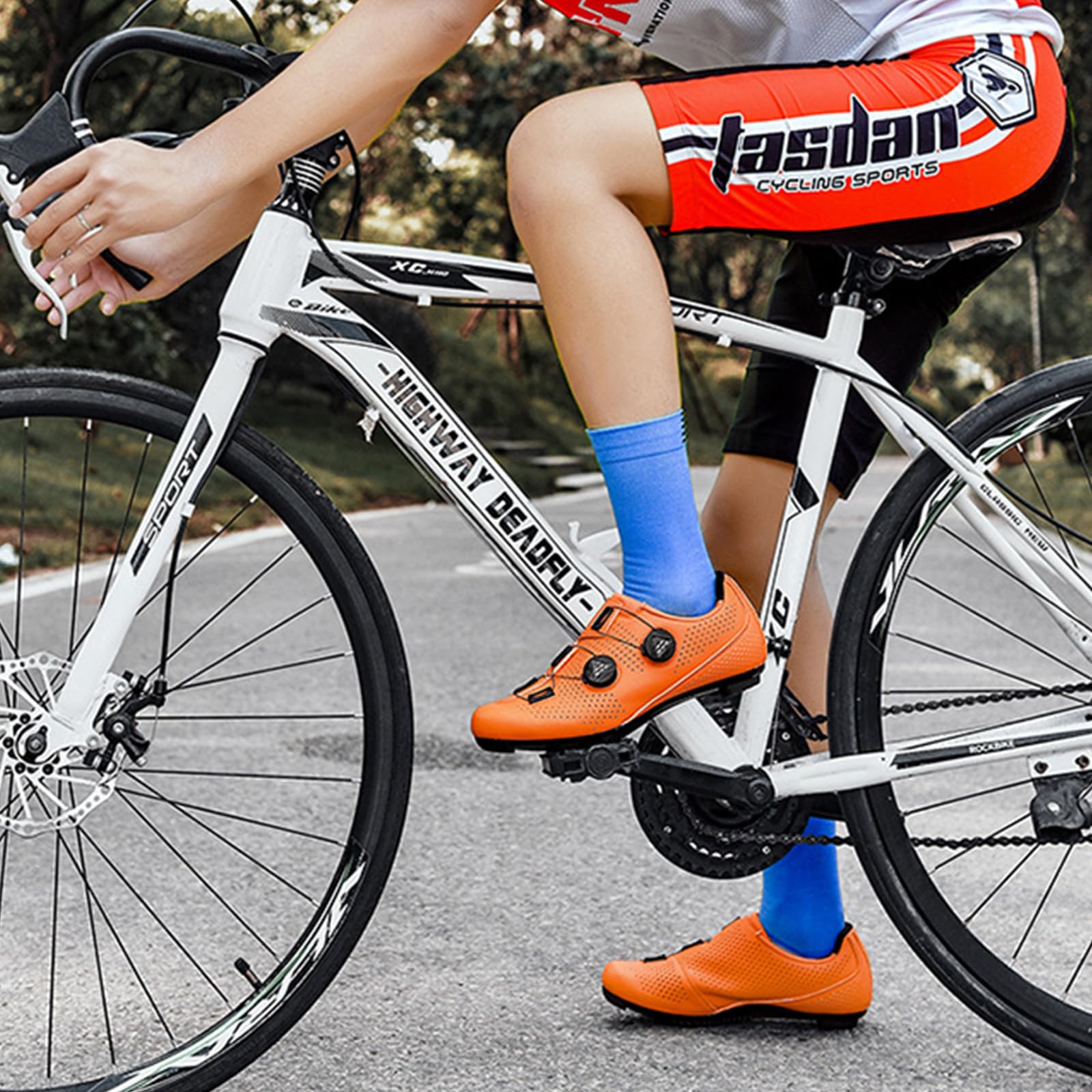 SDEQA Herren Fahrradschuhe für Damen, Rennrad Schuhe Draussen Kompatibel mit Peloton Look SPD SPD-SL Delta Lock Pedal Reitschuhe MTB Fahrrad Schuhe