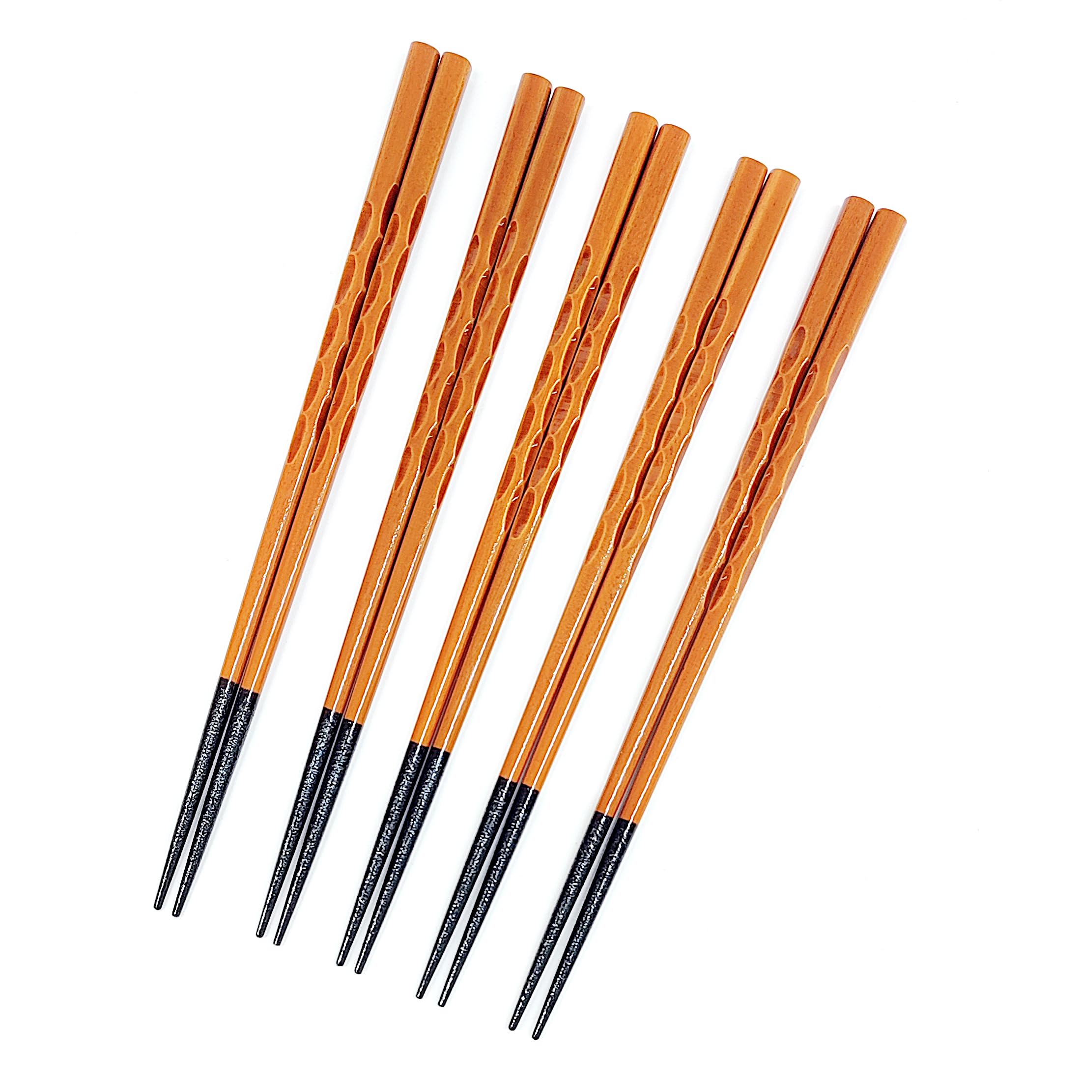Chopsticks Factory: Dishwasher-safe, Easy to Use Wood Carving Chopsticks, Cheek, Set of 5 Pairs / Chopsticks, Chopsticks, Spreads, Wakasa Lacquer, Antibacterial, Made in Japan, Non-slip, Modern : Home
