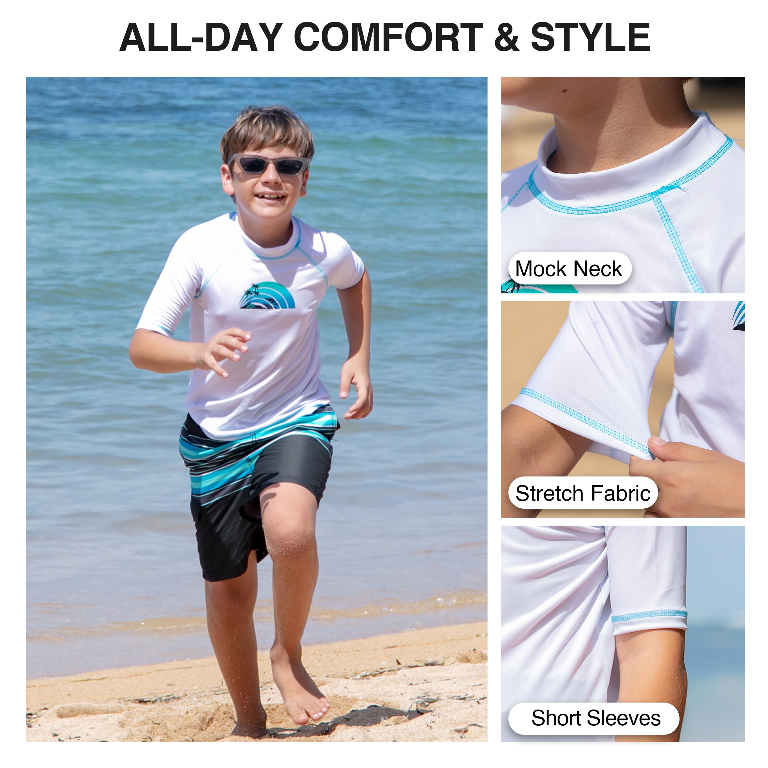Kanu Surf Haywire UPF 50+ Sun Protective Rashguard Swim Shirt Maglia Rush Guard Bambini e Ragazzi