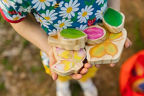 Miniatura 5 de THE FRECKLED FROG Hojas apilables - Juego de 10 - Edades 12 meses - Bloques de hojas de madera - Doble cara - Ilustraciones que muestran hojas en