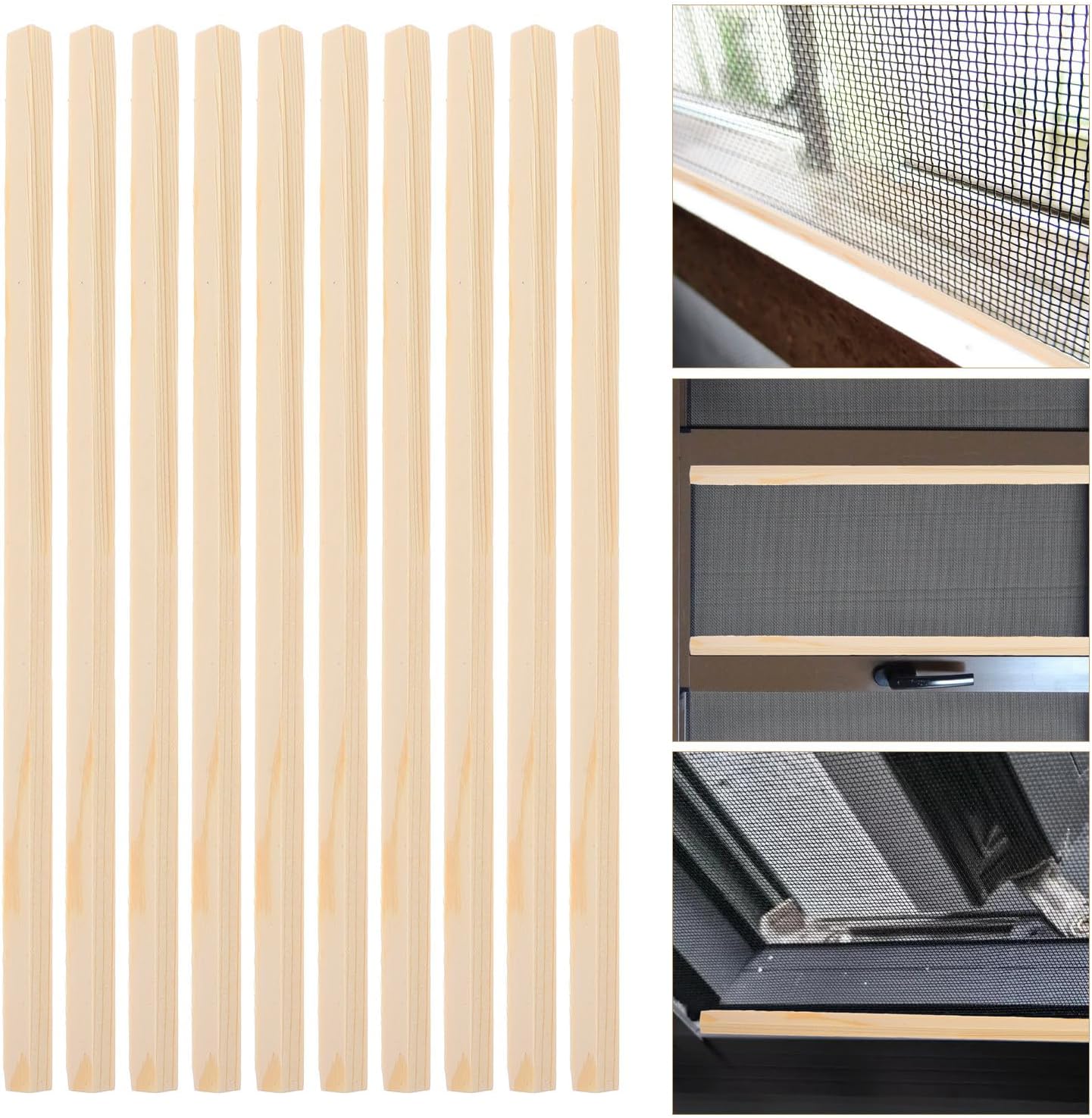 10pcs Wood Trim Moulding for Screen Window, Beige