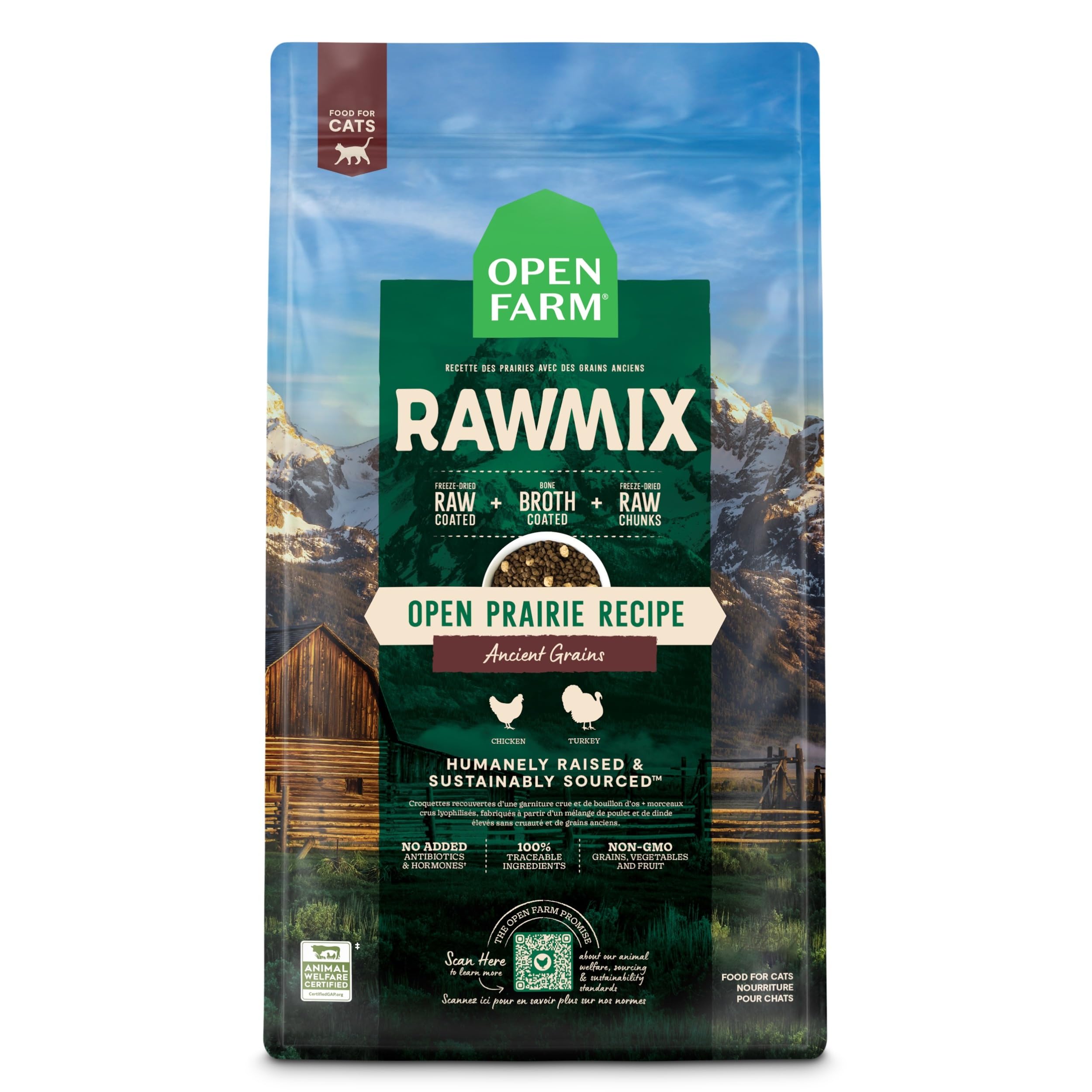 Open Farm RawMix Open Prairie Recipe Dry Cat Food - 1KG