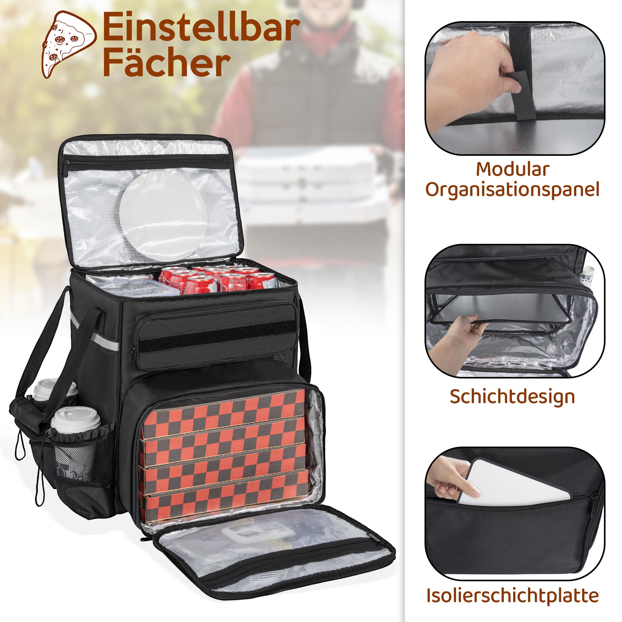 OUUTMEE Liefertasche für den gewerblichen Gebrauch, Thermo-Pizzatasche