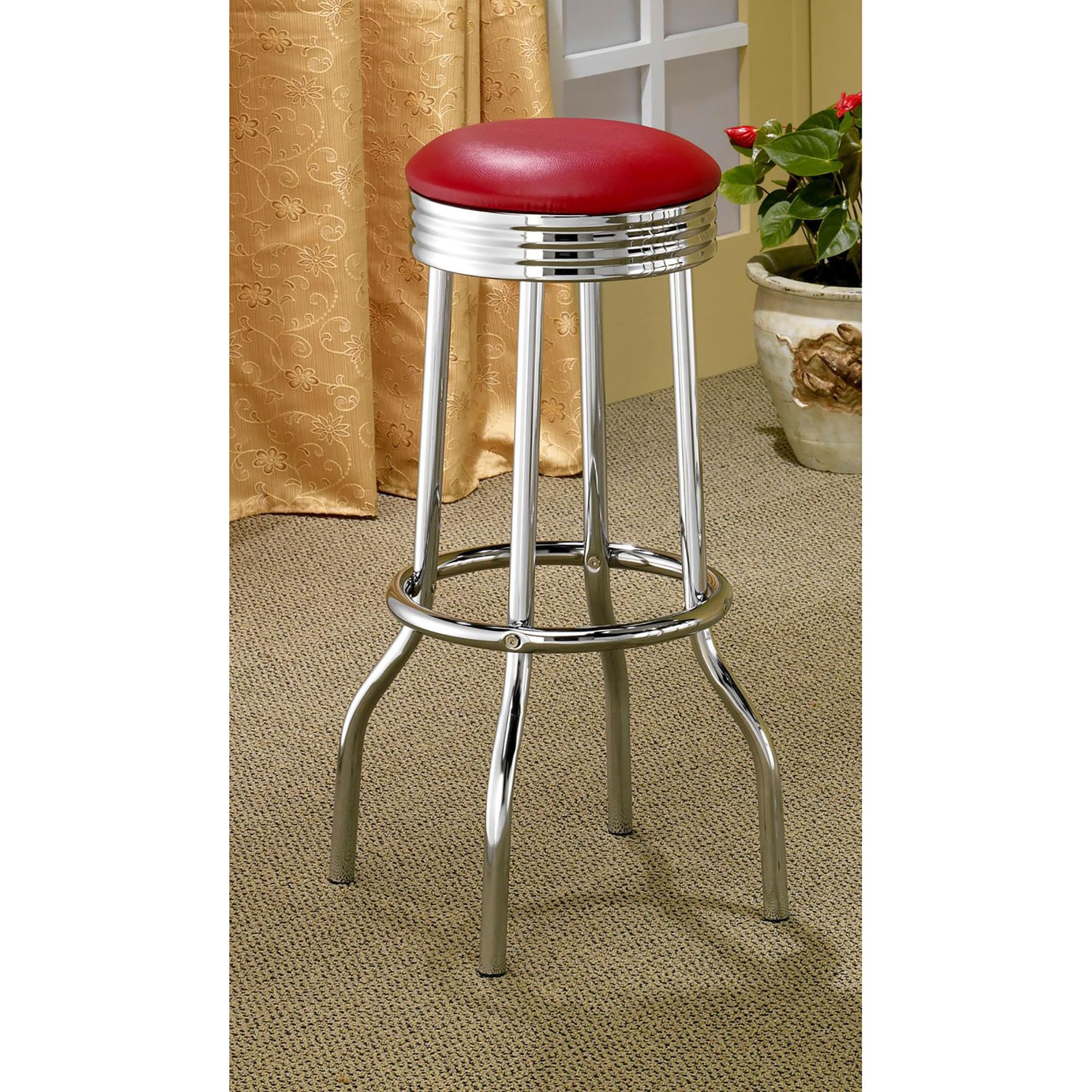 Amazon.com: Vintage Red Bar Stools (Set of 2) - Retro Chrome