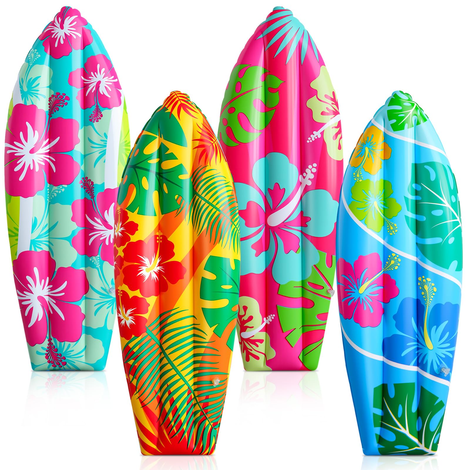 View 1 of Lewtemi 4 Pack Inflatable Surfboards - 36 Inch Tropical Pool Floats