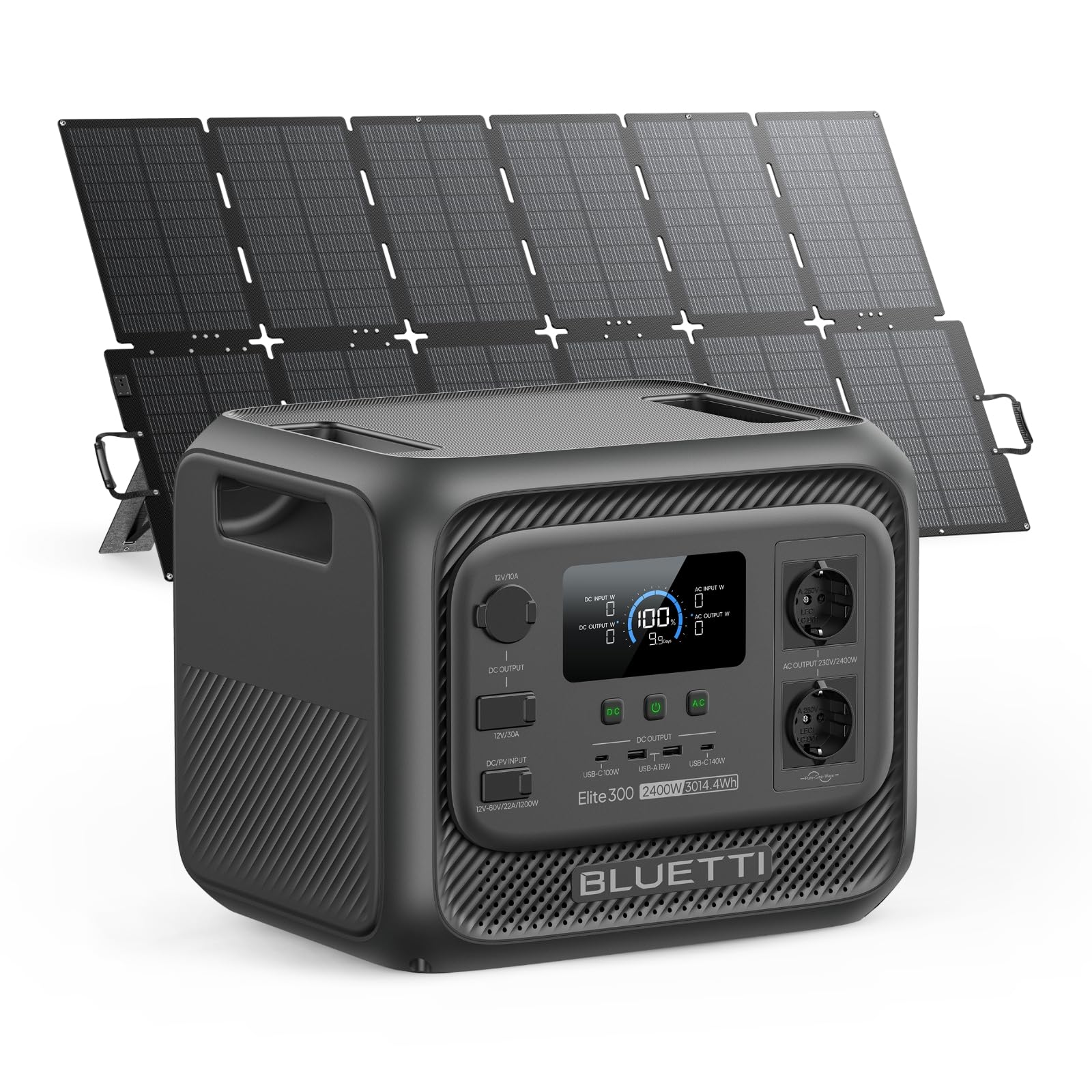 BLUETTI Elite 300 Stromgenerator mit 500W Solarpanel, 3014,4 Wh LiFePO4 Powerstation mit 2400W AC Ausgängen (4800W Surge), Kompakte 3kWh Batterie Backup für Zuhause, Notfall & Wohnmobil