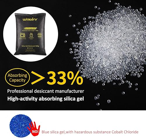 Miniatura 8 de wisedry - 4 deshumidificadores de gel de sílice de 17.64 onzas (4.4 libras) para automóvil, paquetes desecantes para caja fuerte para armas,