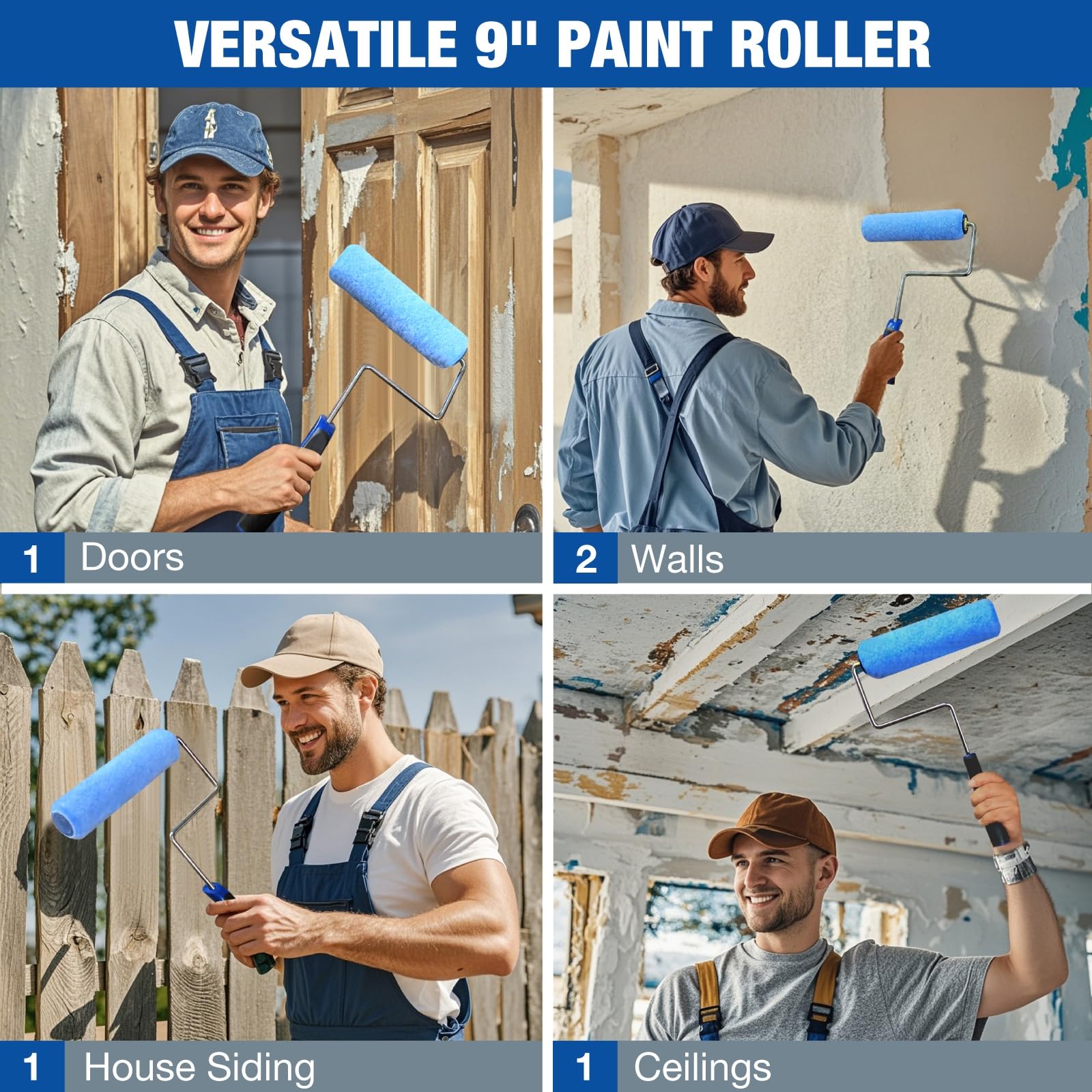 18 manicotti per rullo da 22,9 cm, per pareti da pittura e soffitto, copertura per rullo da 3/8 per rullo da 22,9 cm, fibre dense tengono più vernice e vernice in modo uniforme su