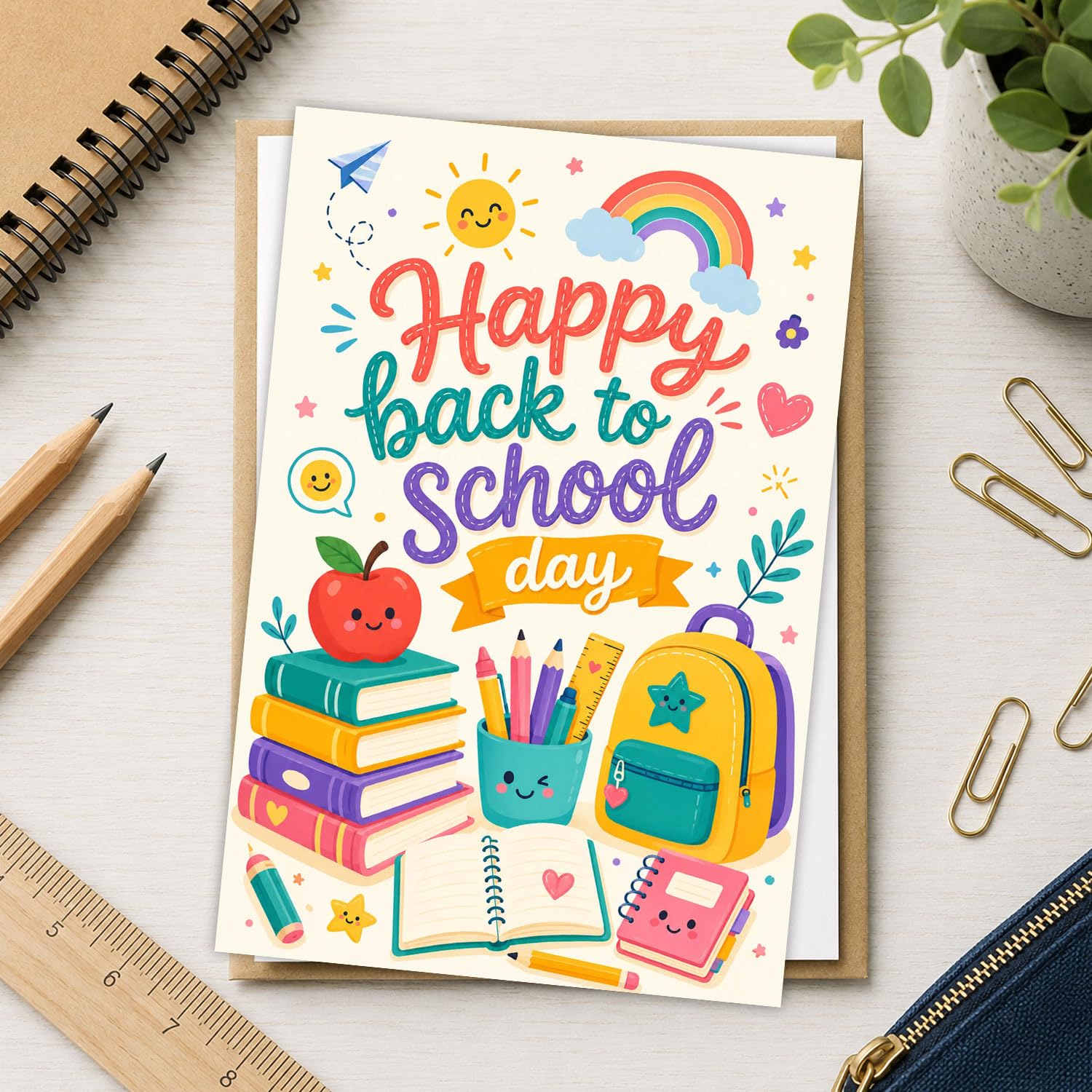 Happy Back to School Day Card First Day of School Card for Kids