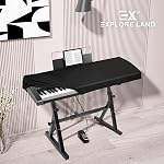 Explore Land Stretchy 88Keys Piano Couverture de poussière de clavier avec support de musique ouverture pour piano électronique numérique (noir)
