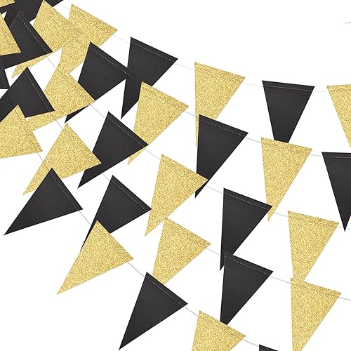 Miniatura 1 de MerryNine Banderines de bandera triangular, paquete de 3 banderines de estilo vintage de 30 pies para bodas, baby shower, eventos y fiestas, 45