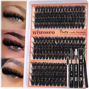 Fluffy Lash Clusters Kit 80D 100D 120D Thick Eyelash Clusters 12-18MM