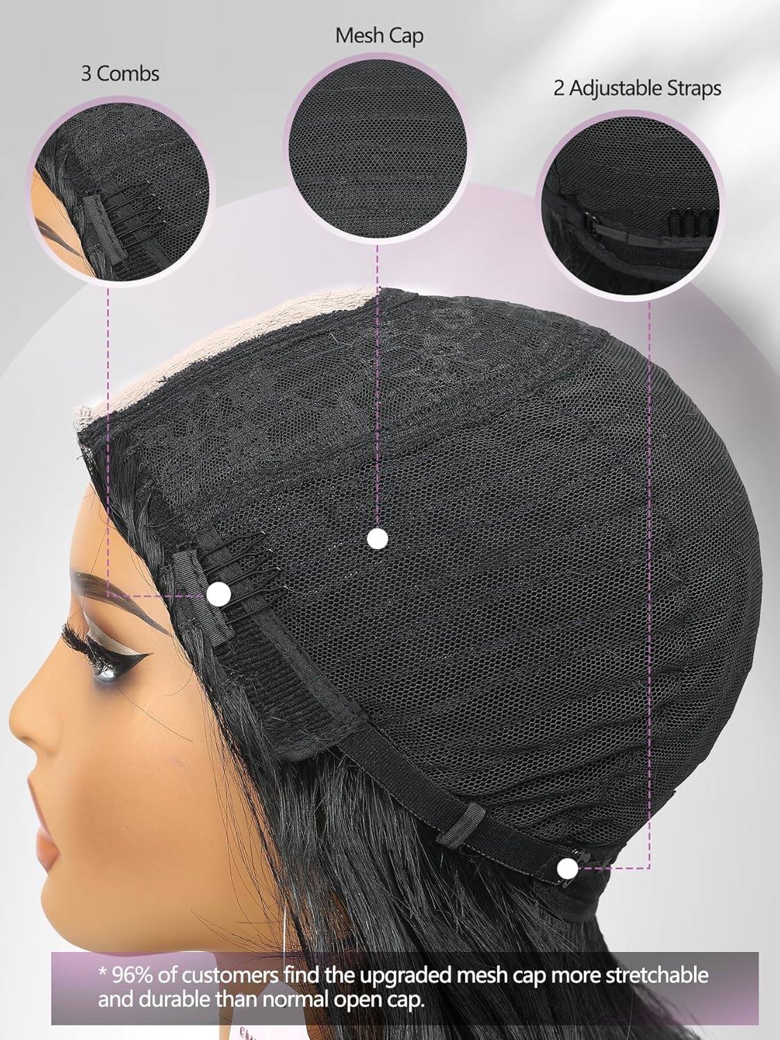 FANCEE Long Black Brown Curly Wigs with Curtain Bangs - 26 Inch Wavy Middle Part Pre-Cut Lace Hairline Layered Synthetic Wig for Women Wispy Fringe Upgraded Protein Fiber Cosplay Costume Halloween