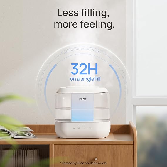 Dreo Atom One Space Heater with Remote, 70Oscillating Electric Heater & Humidifiers for Bedroom, Top Fill 4L Supersized Cool Mist Humidifier with Oil Diffuser and Nightlight, 32H Runtime