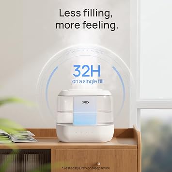 Dreo Atom One Space Heater with Remote, 70Oscillating Electric Heater & Humidifiers for Bedroom, Top Fill 4L Supersized Cool Mist Humidifier with Oil Diffuser and Nightlight, 32H Runtime