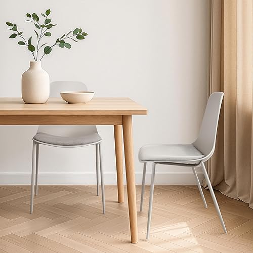 Miniatura 4 de 2xhome Silla moderna de comedor de cocina  Cojín acolchado de tela  Patas de metal y asiento de plástico sin brazos  Oficina Interior Patio Café,