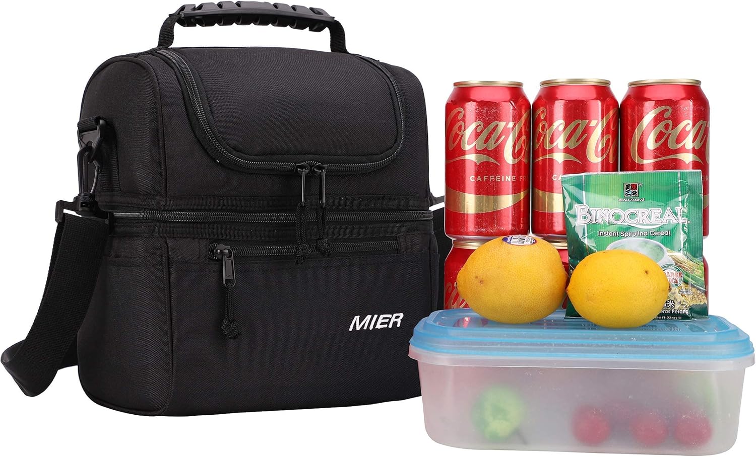 MIER 2 Compartment Lunch Bag and MIER Small Lunch Box Bundle