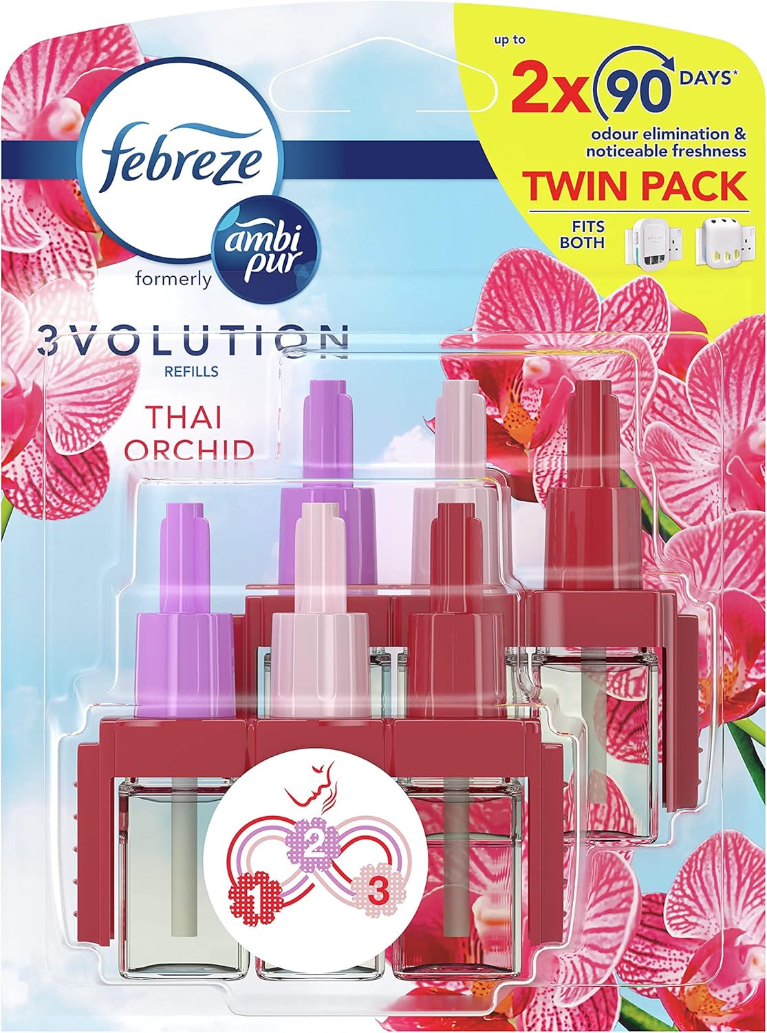 Febreze Ambi Pur 3Volution Air Freshener PlugIn Diffuser Refill, Odour Eliminator, Thai Orchid