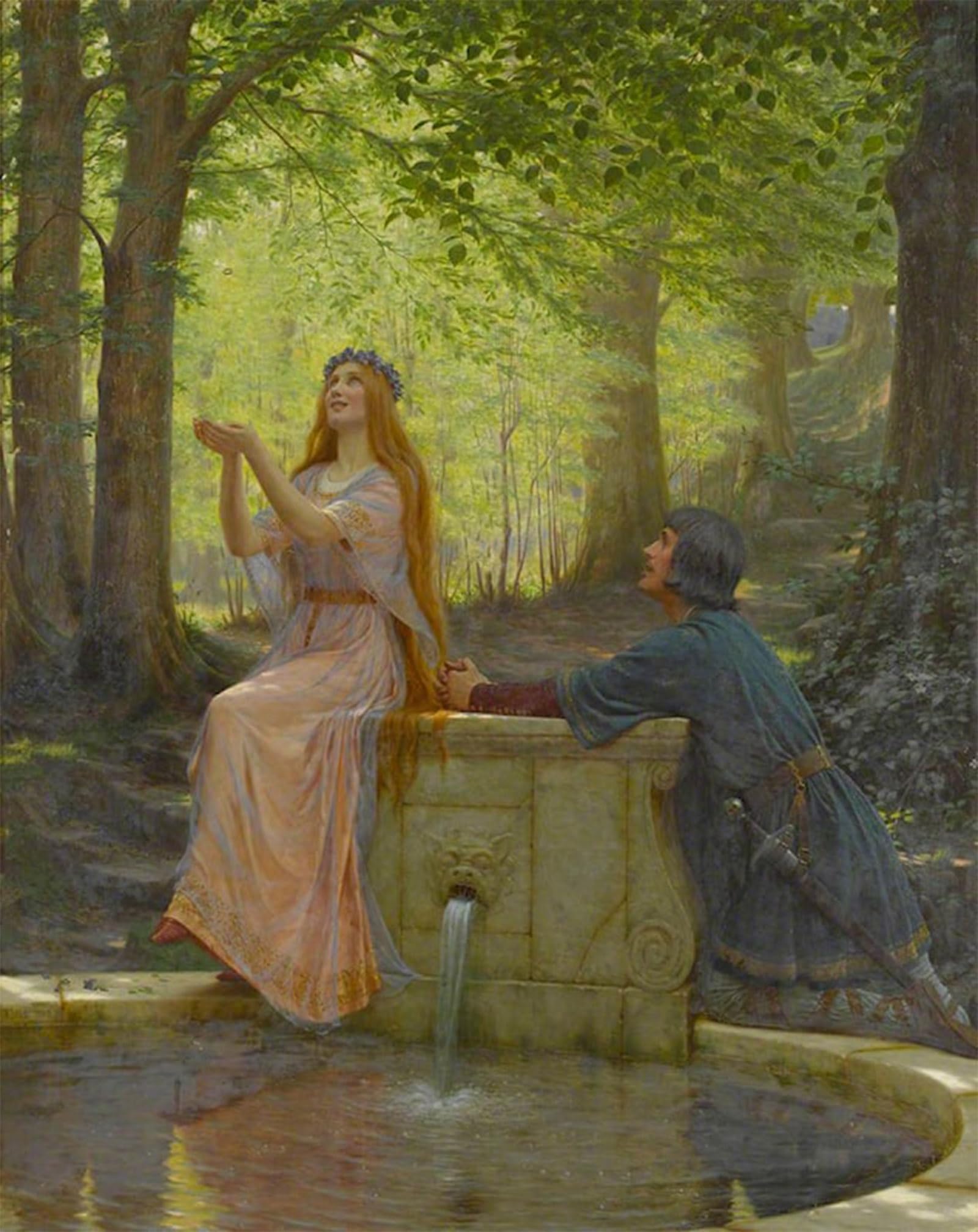 SERENDIPITP Retro Picture Poster Wall Art Pictures Painting Pelleas and Melisande by Edmund Blair Leighton Wall Art Canvas Print for Wall Decor 60x90cm
