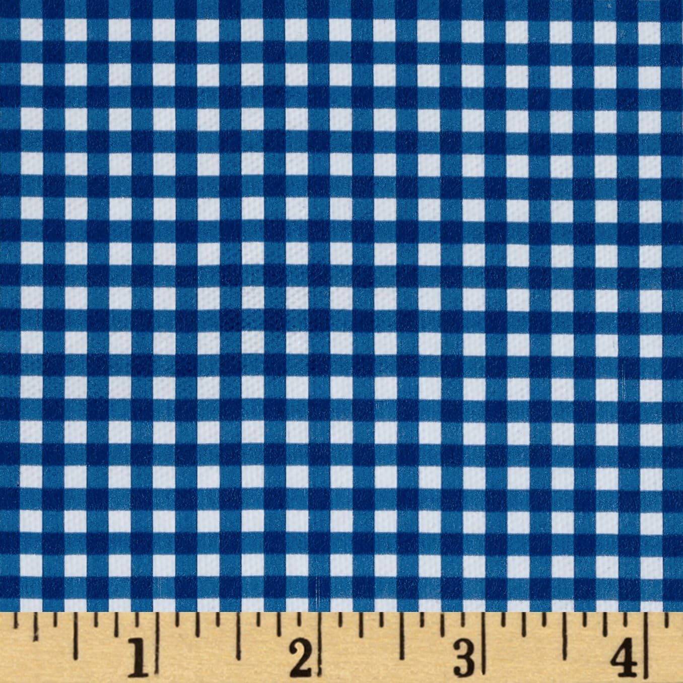 Plastex Fabrics Fleece Backed Tablecloth Gingham Blue Fabric By The Yard