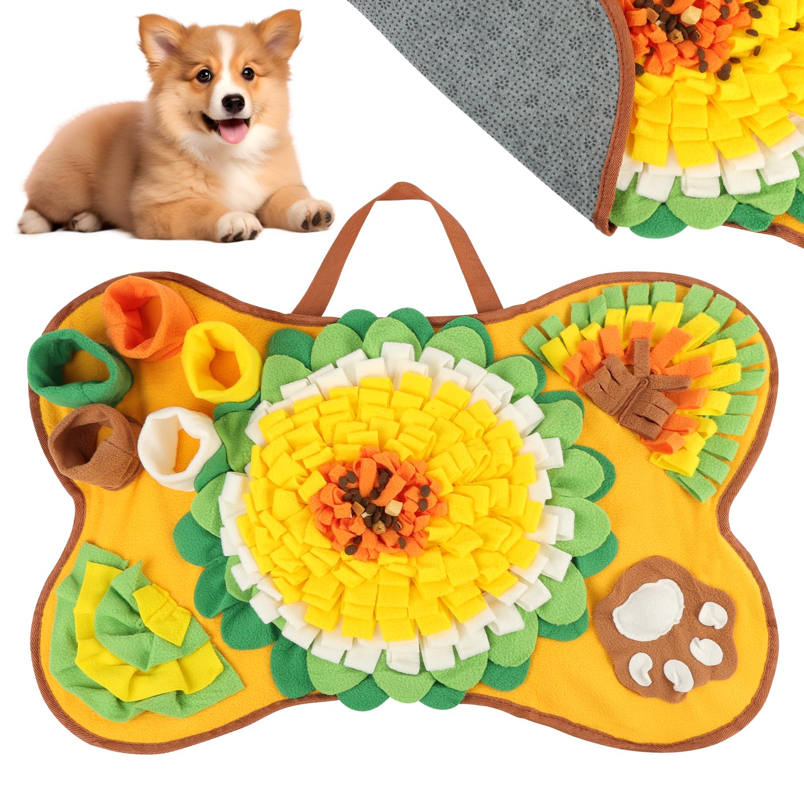 OSDUE Tappeto Olfattivo Cane, 63cm Foraggiamento Tappeto per Cani Addestramento Foraggiamento di Animali Lavabile Antiscivolo Tappetino Puzzle di Snuffle Giocattolo per Cani Attivazione Mentale Cane