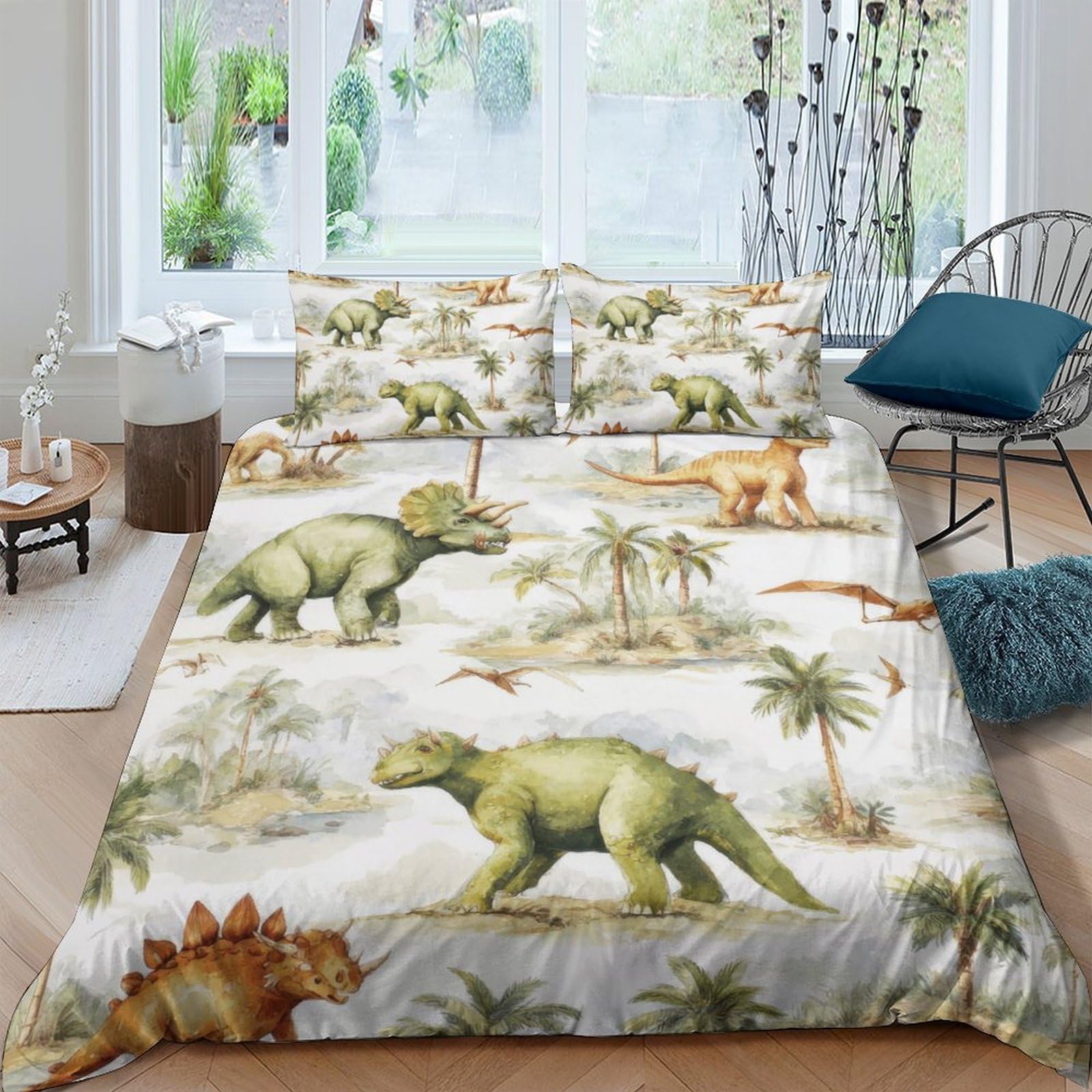 Ctjqhvkz Style-8 3D Printed Dinosaur Jungle Fitted Sheet Microfiber Soft Breathable Prehistoric Animals Bed Cover For Bedroom Dorm Mattress Protection Decor Single（135X200cm）