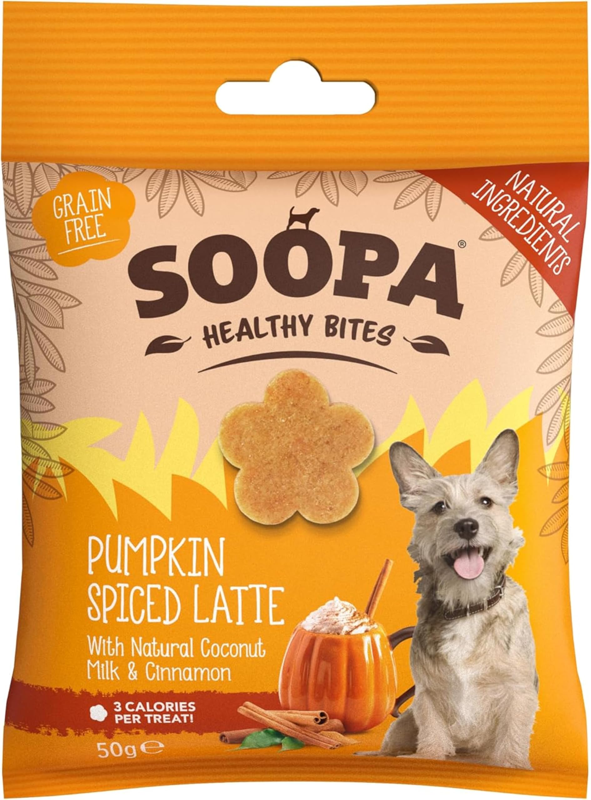 Soopa Pumpkin Spiced Latte Healthy Bites, Dog Training Treats, 50 g, 1-Pack