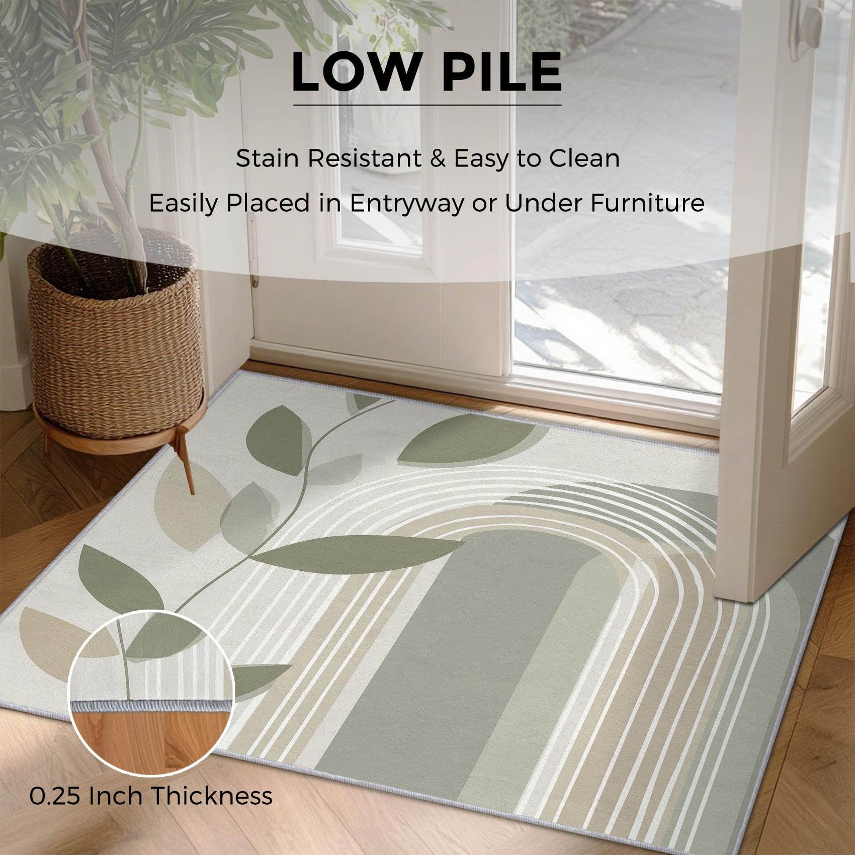 Générique Tapis Milieu du Siècle, Grand Tapis Salon 120x170 Moderne Boho Carpette Chambre, Flanelle Poil Ras Moelleux - Antidérapa Lavable en Machine H-70
