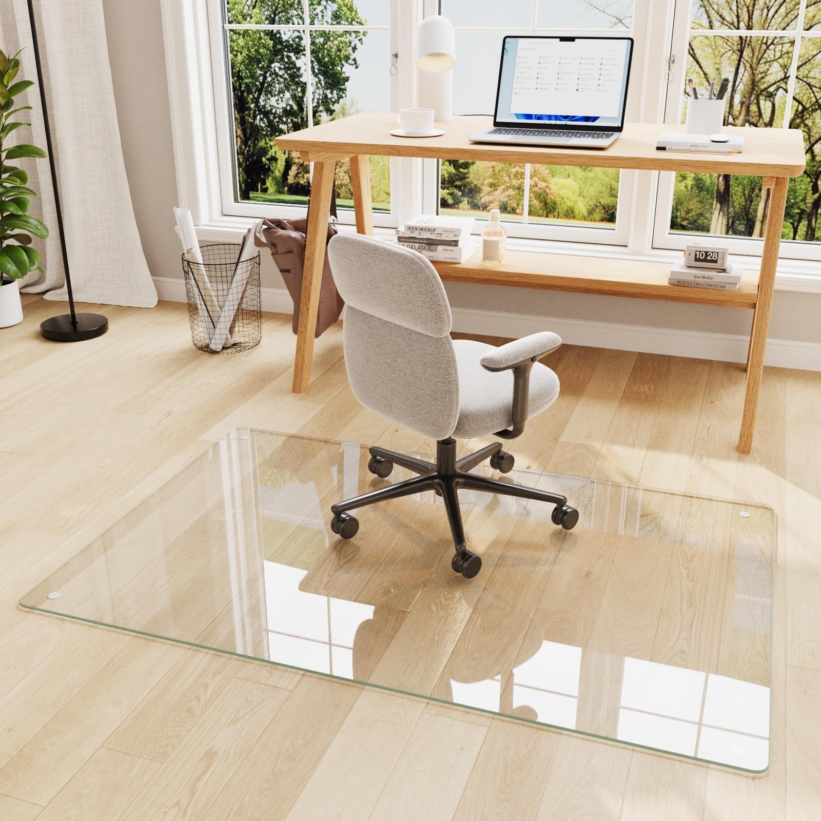 Tempered Glass Chair Mat for Carpet 30x48 Floor Mat for Office Chair with Round Corner Desk Chair Mat