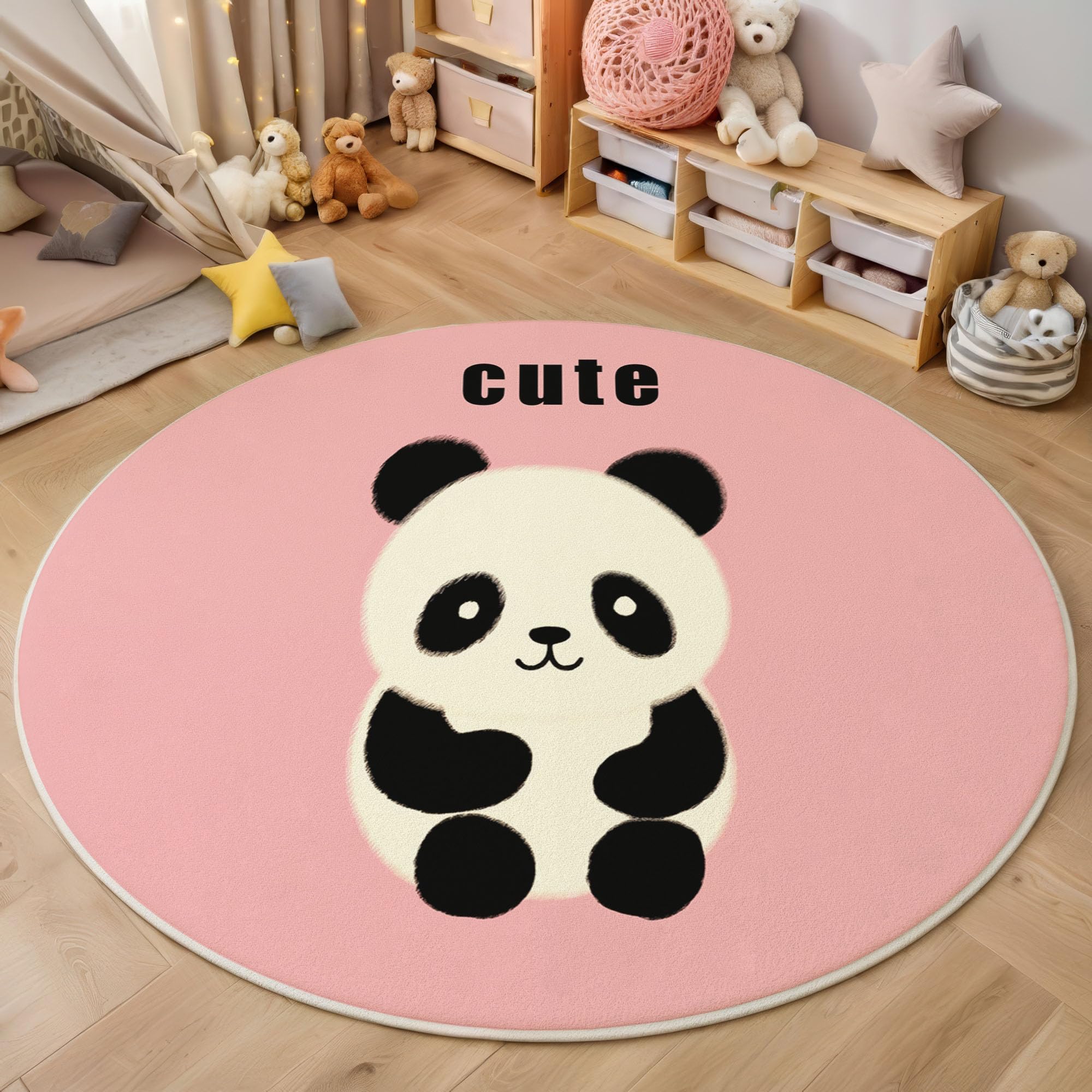 Tapis rond pour enfant style panda pour une salle de jeux moderne